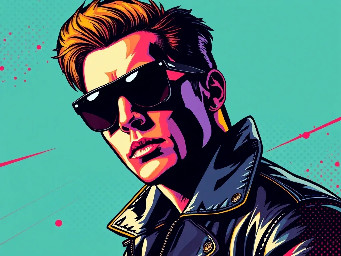 male pop star with dark sunglasses and leather jacket