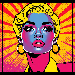 In the style of vibrant pop art inspired illustration with bold colors and comic book aesthetics, create an image based on: . Utilize elements of high-contrast stylized portraiture and retro-modern design with halftone patterns