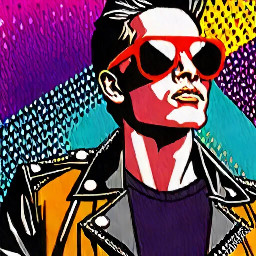 male pop star with dark sunglasses and leather jacket